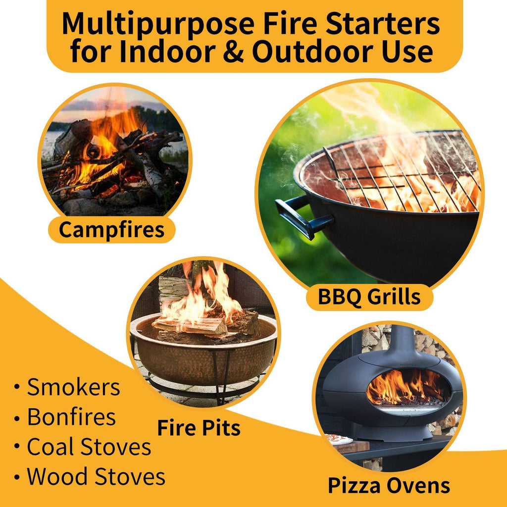 Onlyflame 50 pcs Wax Wood Silk Roll - 100% Natural Charcoal Fire Starters for Fireplace, Wood Stove, Campfires, Fire Pit, BBQ, Chimney, Pizza Oven - Charcoal Starters for Indoor/Outdoor Use