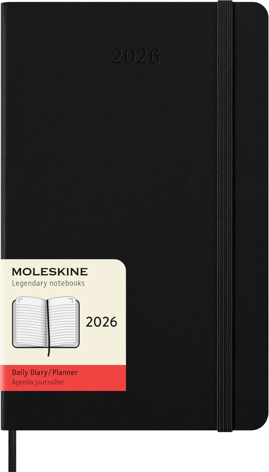 Moleskine Classic 12 Month 2026 Daily Planner, Hard Cover, Large (5" x 8.25"), Black, 400 pages