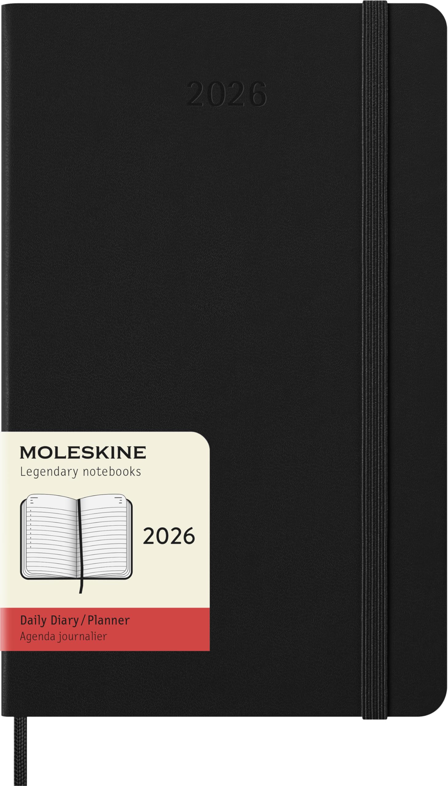 Moleskine Classic 12 Month 2026 Daily Planner, Hard Cover, Large (5" x 8.25"), Black, 400 pages