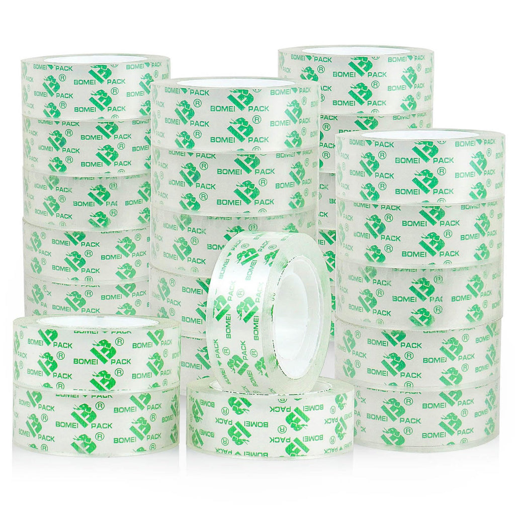 Crystal Clear Transparent Tape, 24 Rolls Value Pack, 3/4 in x 1000 in, 1 inch Core, Gift Wrapping Tape Refill Roll for Office, School and Home, BOMEI PACK