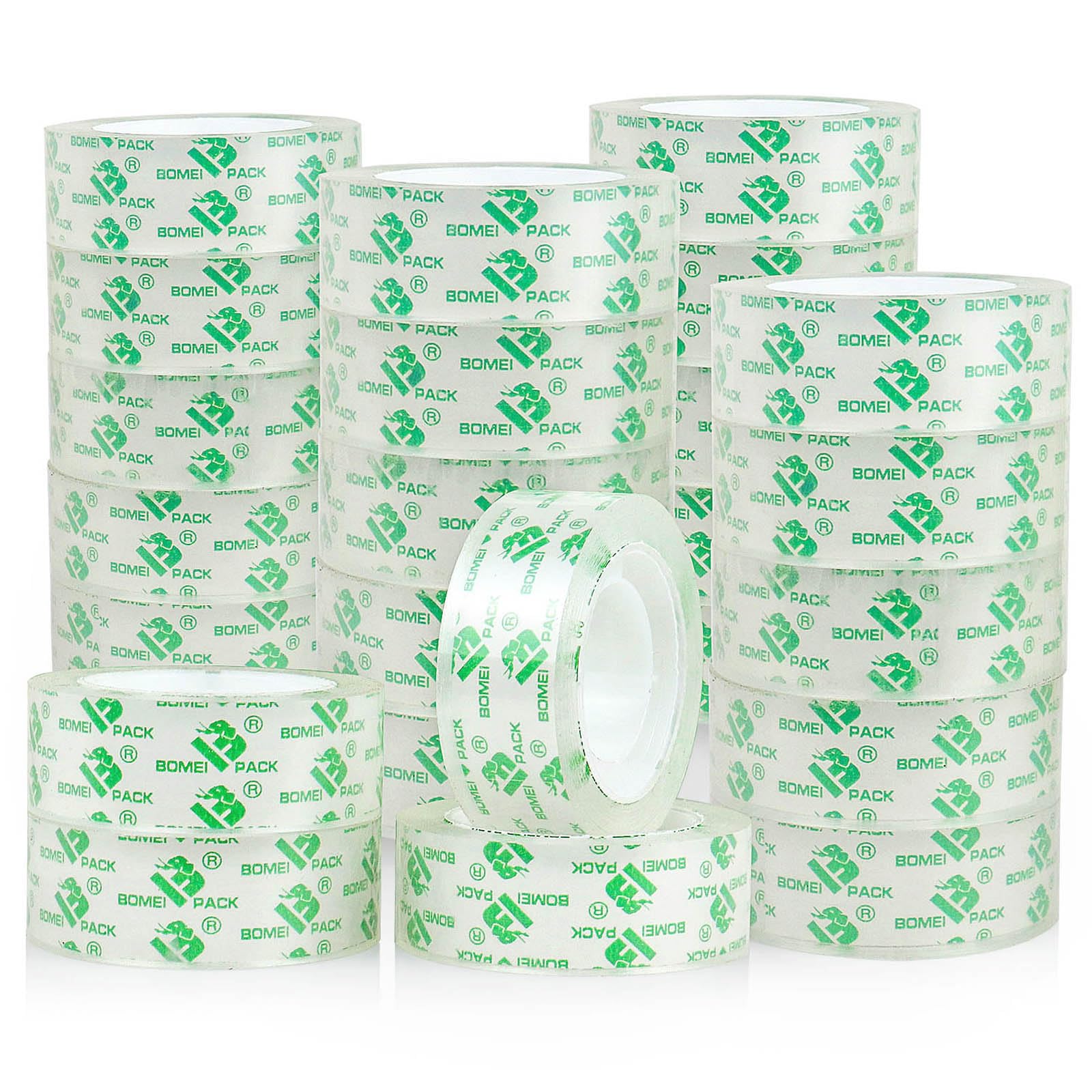 Crystal Clear Transparent Tape, 24 Rolls Value Pack, 3/4 in x 1000 in, 1 inch Core, Gift Wrapping Tape Refill Roll for Office, School and Home, BOMEI PACK