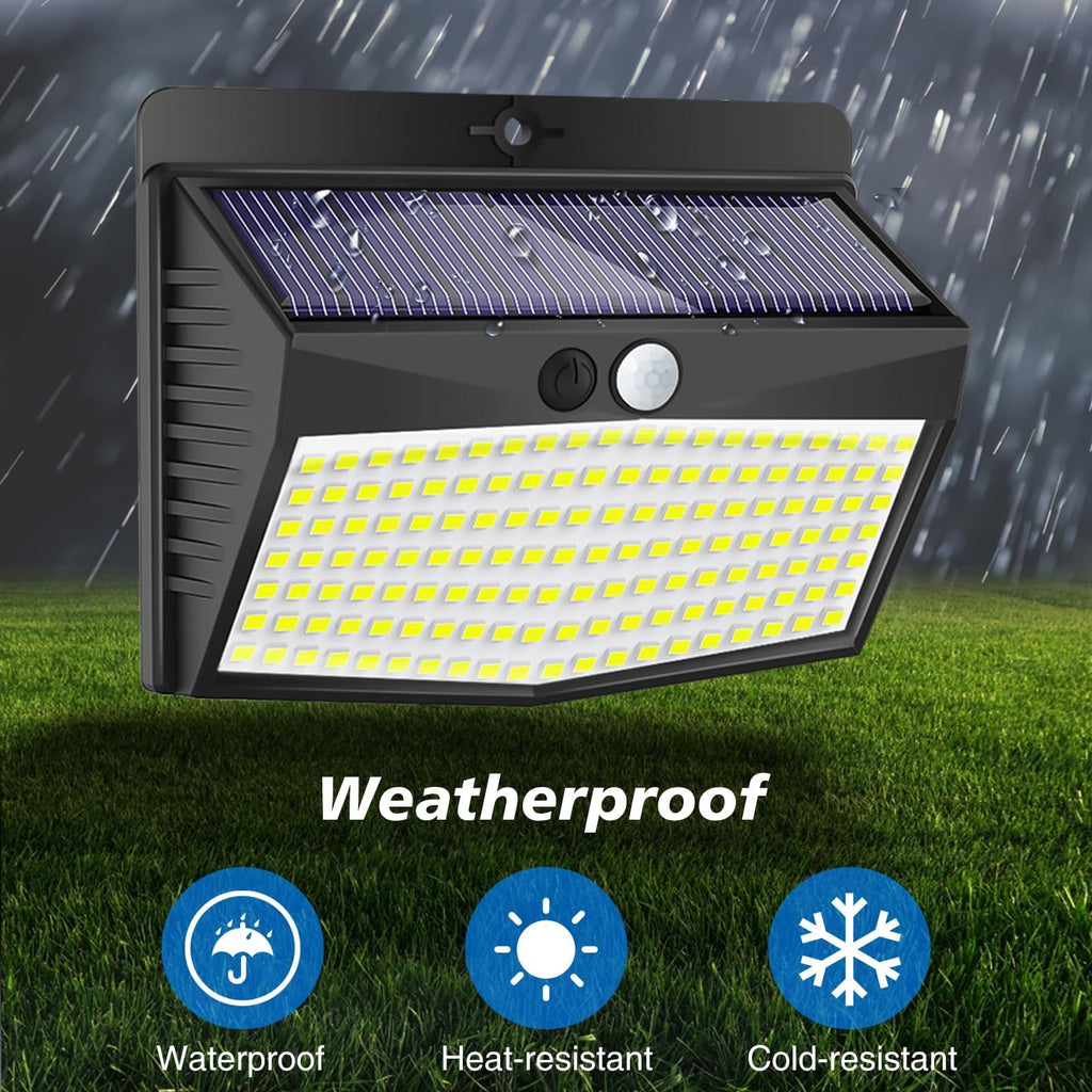 Solar Lights Outdoor, [ 2 Pack/138LED ] Solar Motion Sensor Light Outdoor with 3 Lighting Modes Wireless Waterproof Solar Wall Lights Solar Security Lights for Fence Yard Garden Deck Garage-Warm White
