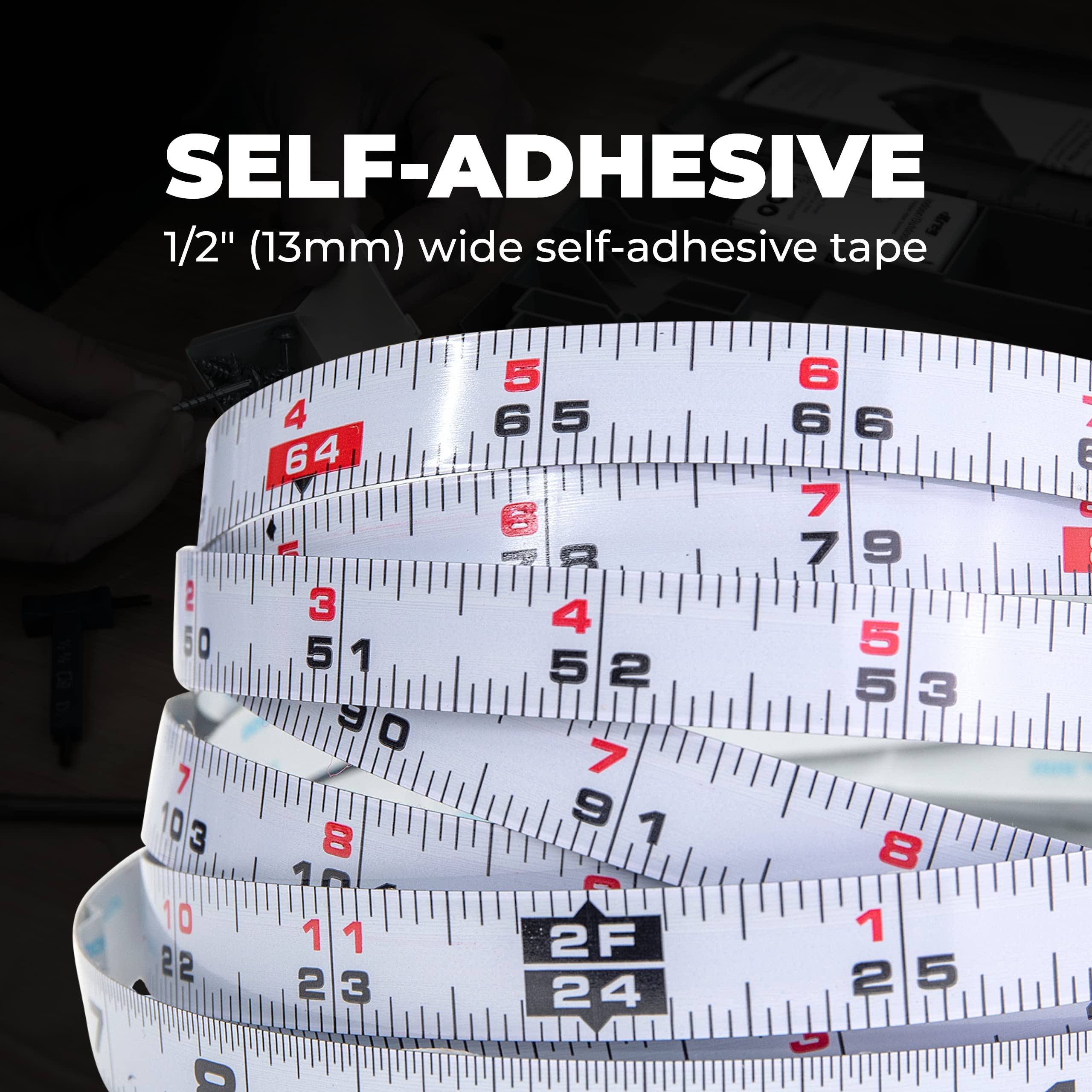Kreg 12-Foot Self-Adhesive Measuring Tape - Left to Right Reading Bench Ruler - Stick On Precision Workshop Scale - KMS7724
