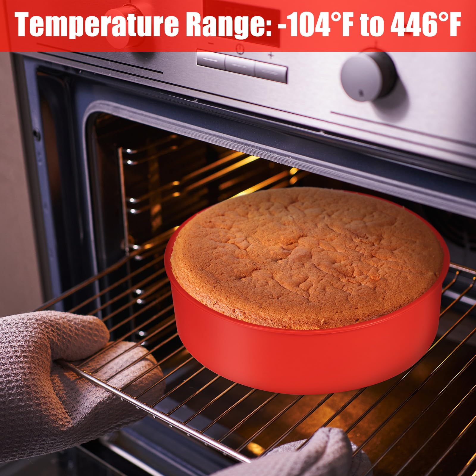 Cake Pan Set(4"/6"/8") - 3 Piece Set Premium Silicone Molds for Baking,Non-Stick Round Cake Pan Bundles for Cheesecake,Cupcakes & Holiday Treats,Silicone Baking Tray,Dishwasher Friendly & Reusable