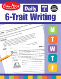 Evan-Moor Daily 6-Trait Writing, Grade 5 Homeschool and Classroom Resource Workbook, Reproducible Worksheets, Teaching Edition, Lesson Plans, Ideas, Organization, Word Choice, Sentence Fluency, Voice