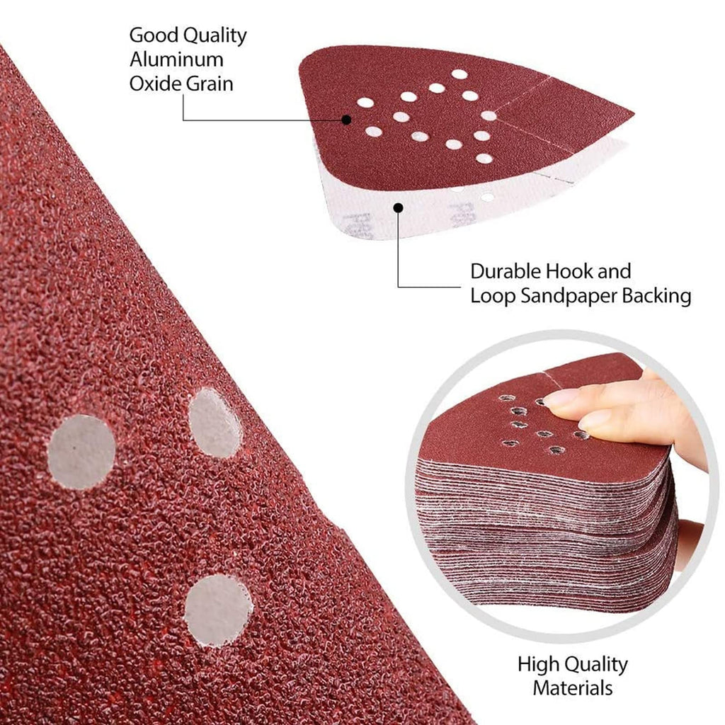 Sanding Pads for Black and Decker Mouse Sanders.50PCS 60 80 120 150 240 Grit Mouse Sandpaper Assortment - 12 Holes Hook and Loop Detail Palm Sander Sanding Sheets Sand Paper