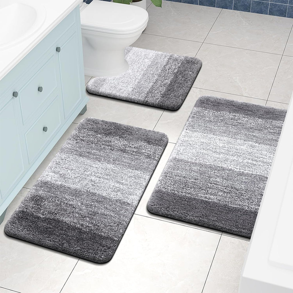 OLANLY Luxury Microfiber Bath Mat, Extra Soft and Absorbent Bathroom Mat, Non-Slip Plush Shaggy Bathroom Rug, Machine Wash Dry, Bath Rugs for Bathroom Floor, Tub and Shower, 20x30, Grey