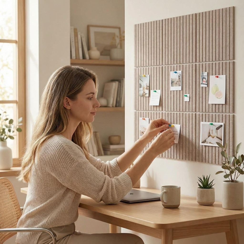 MegaBlues Large Felt Bulletin Board 48" x 36" Cork Board Alternative-12 Pack with 72 Safe Removable Adhesive Tabs, Cork Boards for Walls Cork Board for Home Office Classroom Pin Board (Taupe)
