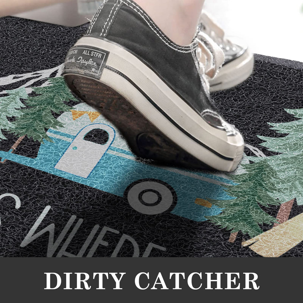 comfoyar Camper RV Door Mat, 17" x30'', Home is Where We Park It Camping Floor Mats, Welcome Mat with Rubber Backing for Shoe Scraper, Non Slip, Easy to Clean Floor Mat Rug for Outside Camper Decor