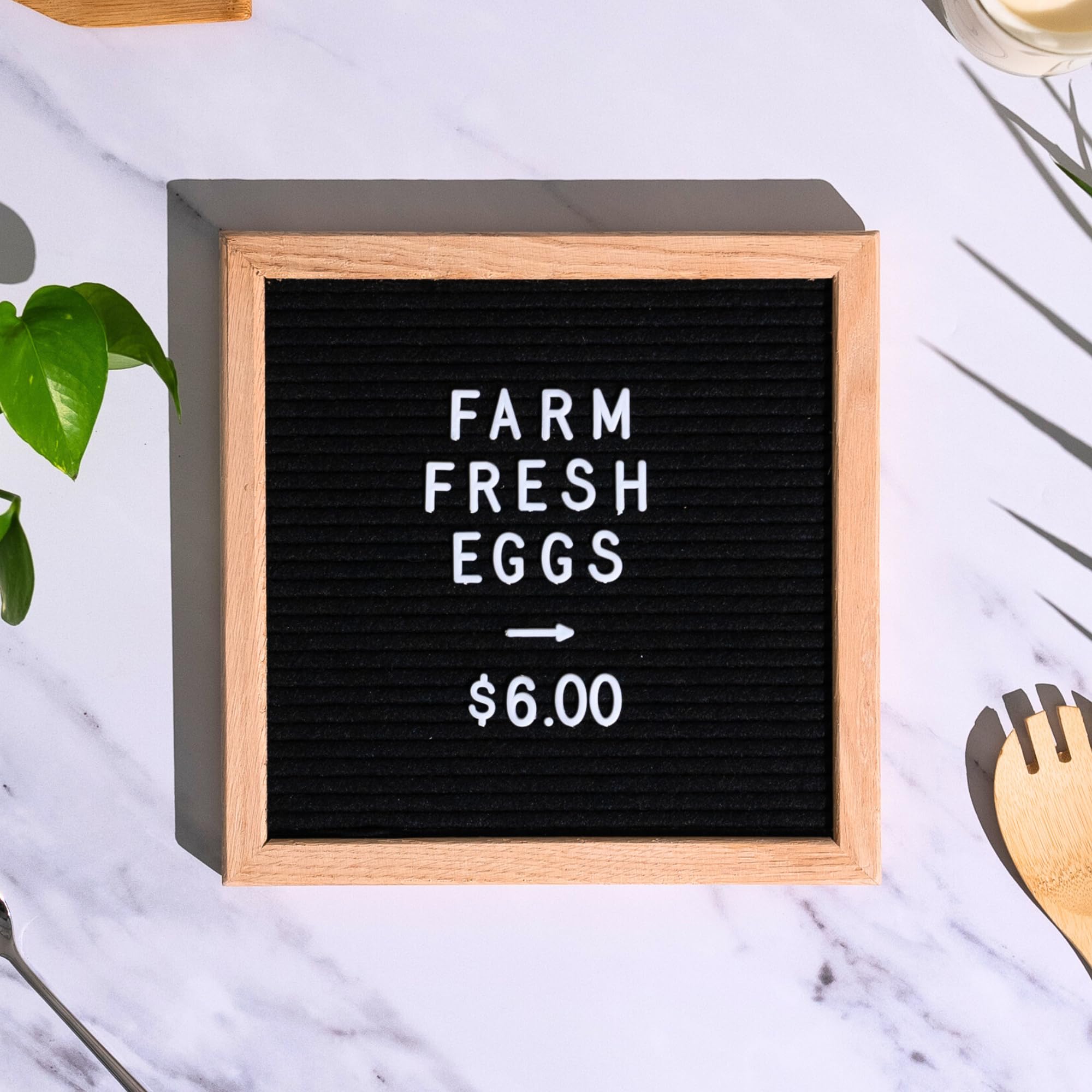 Black Felt Letter Board | 10"x10" Wooden Frame with White Letters | Premium Changeable Sign Boards for Home Decor Motivational Quotes