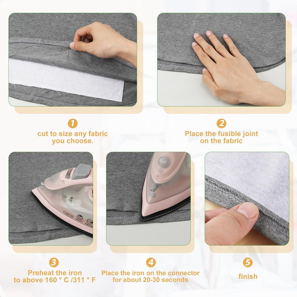Medium Weight Iron-On Non-Woven Fusible Interfacing 15.7 Inch x 33 Yard, White Polyester Single-Sided Interfacing Fabric for Sewing, Quilting, DIY Crafts, Bags, Home Decoration (15.7 Inch x 33 Yard)