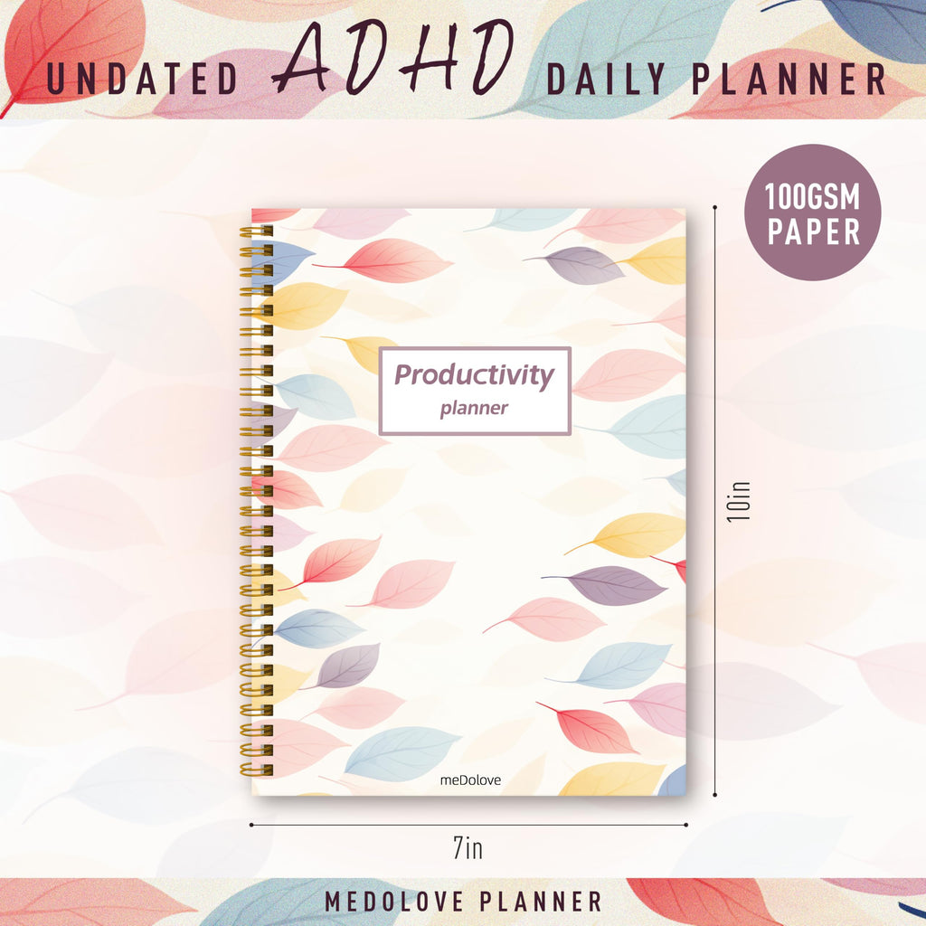 ADHD Planner for Women，Daily Productivity Planner with Task Management Organizer for Neurodivergent Adult,Teens , Self-Cares, Daily Schedule,To-Do List,Brain Dump,ADHD Journal with Cardboard Cover to