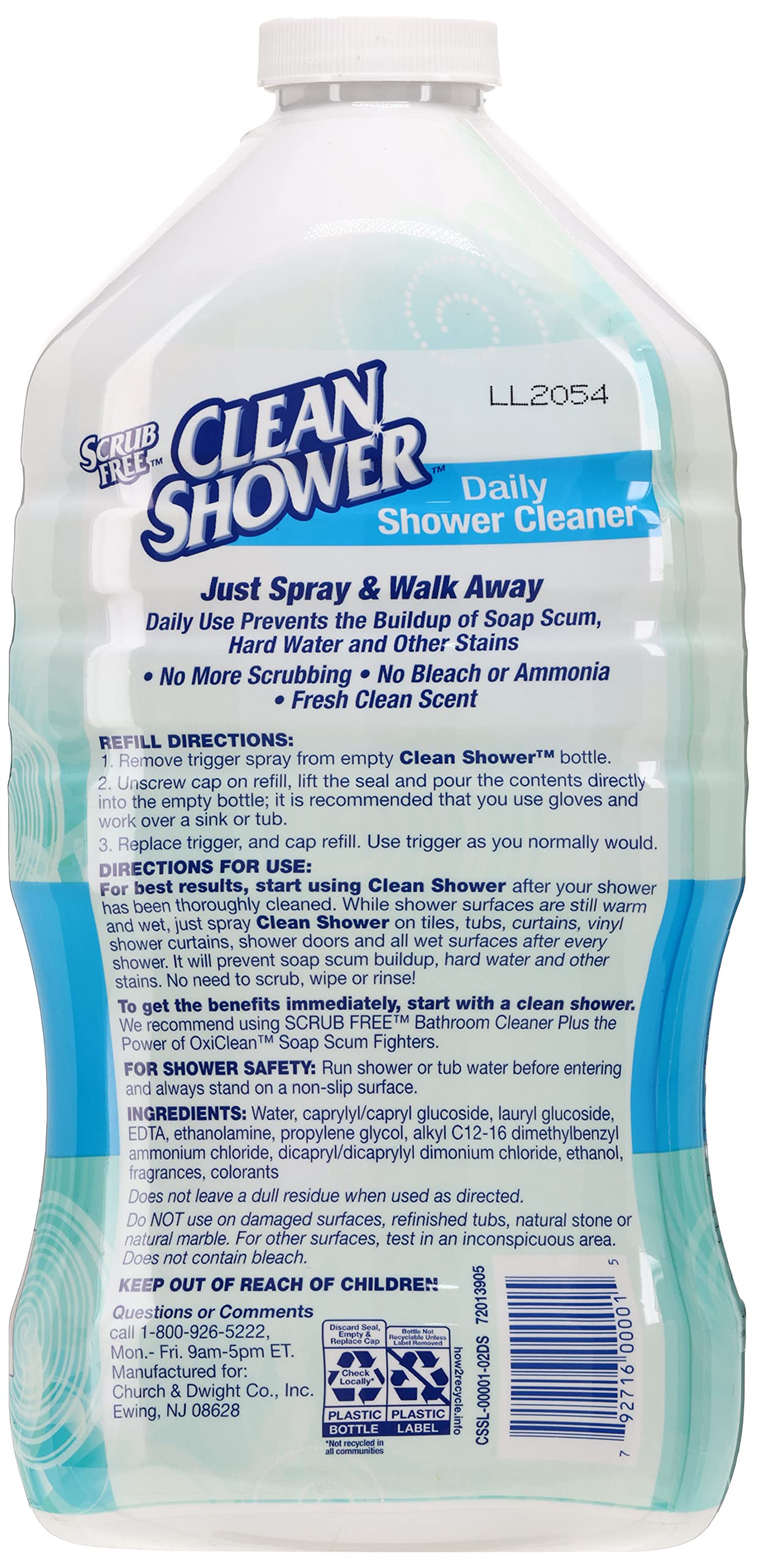 Clean Shower Daily Shower Cleaner Refill 60oz