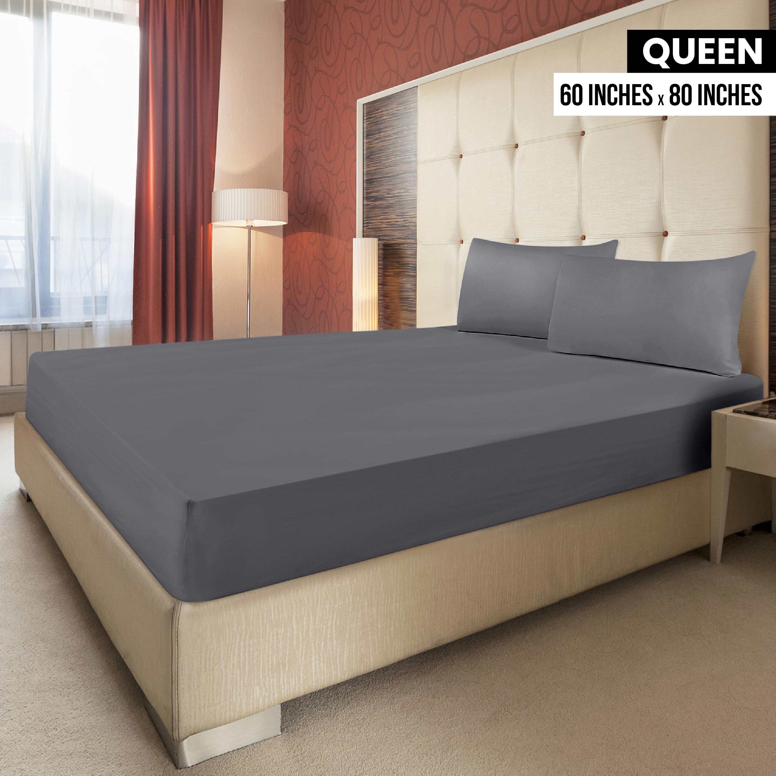 Utopia Bedding Queen Fitted Sheets - Bulk Pack of 2 Bottom Sheets - Soft Brushed Microfiber - Deep Pockets - Shrinkage & Fade Resistant - Easy Care (Queen, Grey)