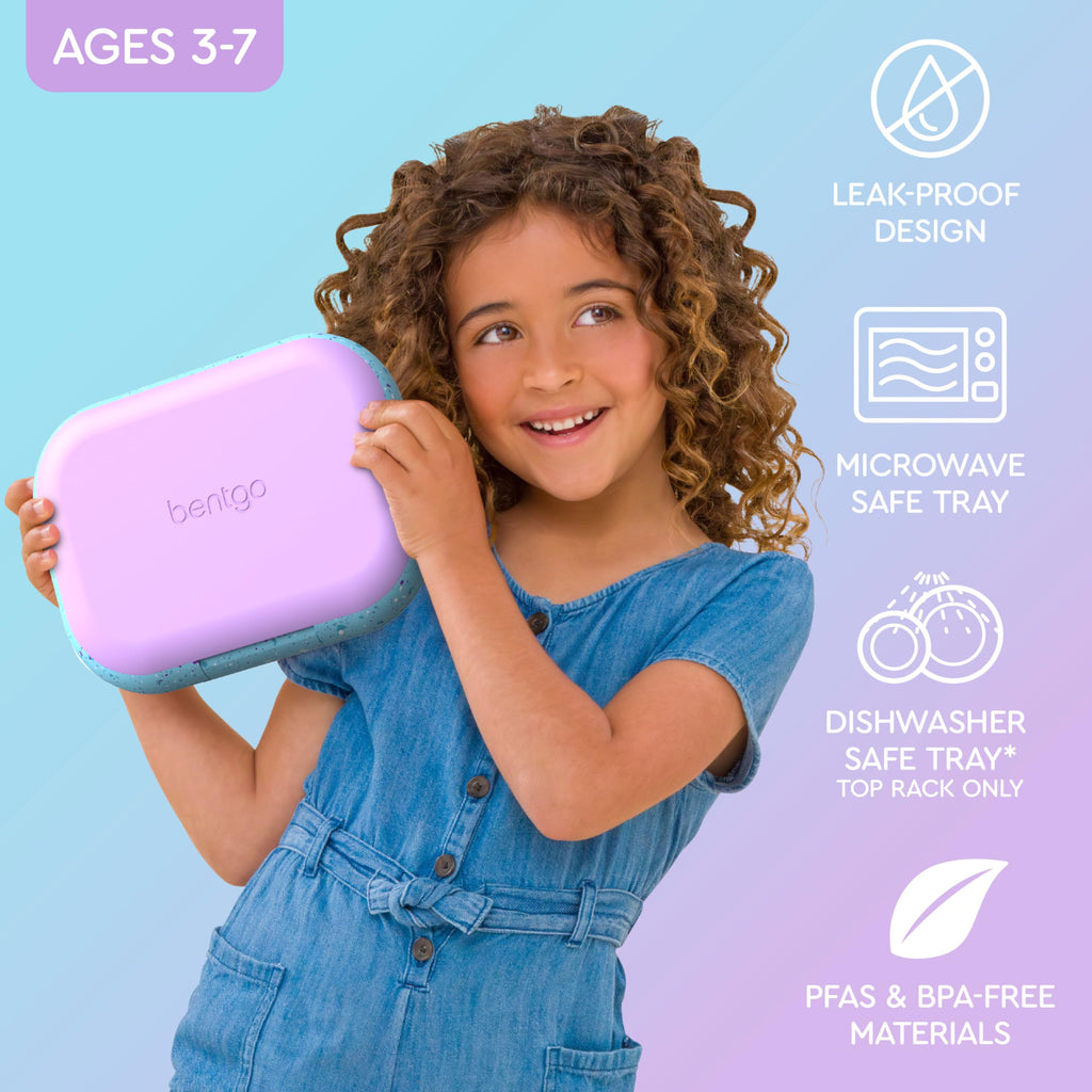 Bentgo® Kids Chill Lunch Box - Confetti Designed Leak-Proof Bento Box & Removable Ice Pack - 4 Compartments, Microwave & Dishwasher Safe, Patented, 2-Year Warranty (Confetti Edition - Vivid Orchid)