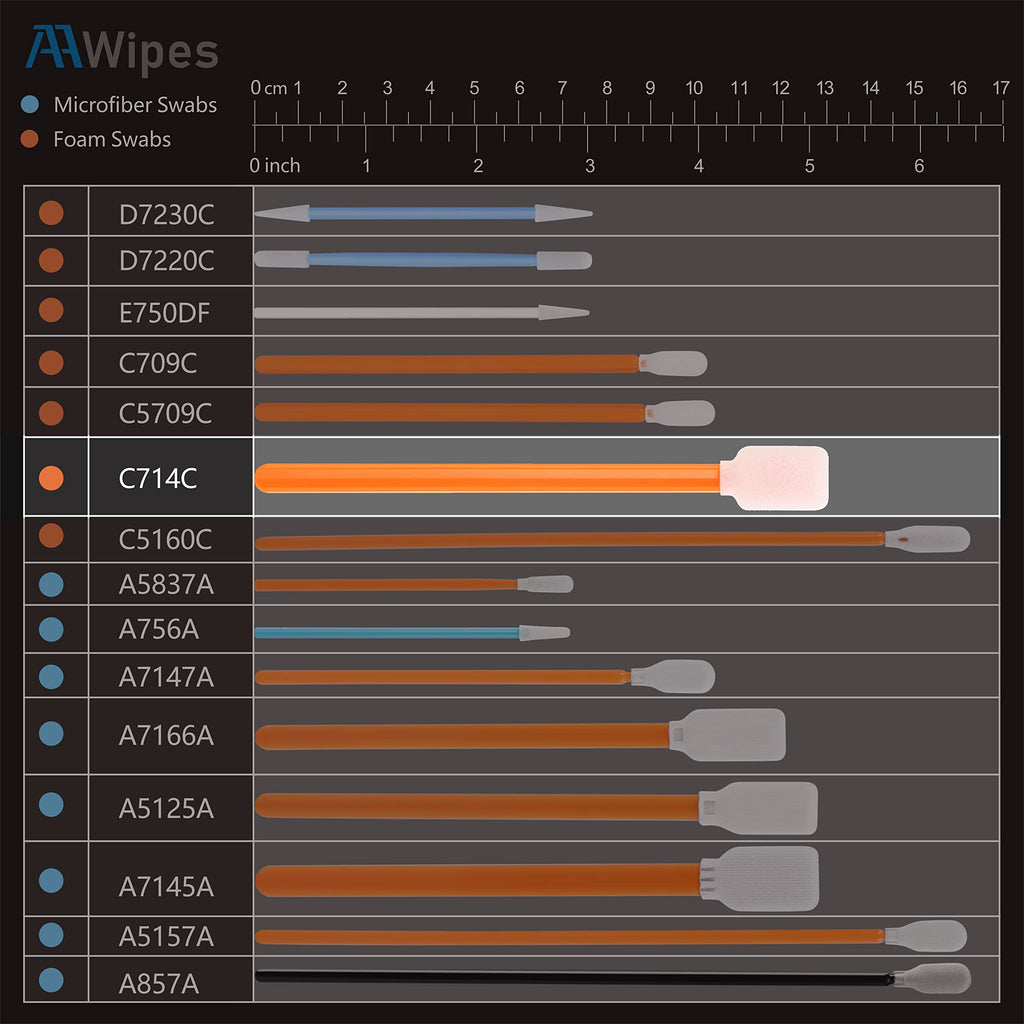 AAwipes Foam Cleaning Swab Sticks (200 pcs Large Rectangular Foam Tips, 5.25", Orange) Cleanroom Cleaning Swab Sponge Stick for Inkjet Printer, Optical Instruments