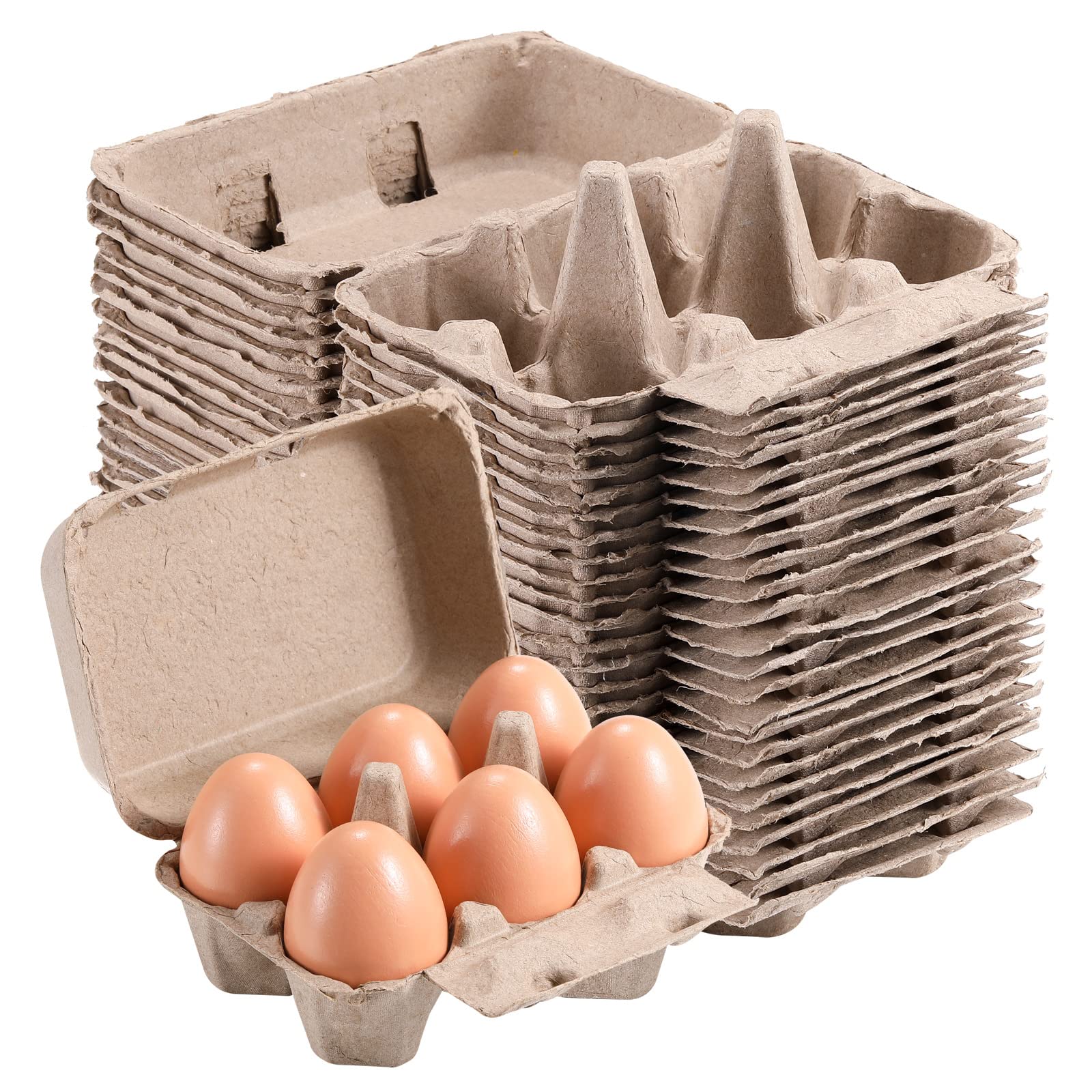 Half Dozen Vintage Egg Cartons 25 Pack, Blank Natural Pulp Egg Cartons 6 Count for Chicken Eggs Reusable, Storage Tray for Holds Up to Six 6 Egg Cardboard Paper Holder Container for Refrigerator