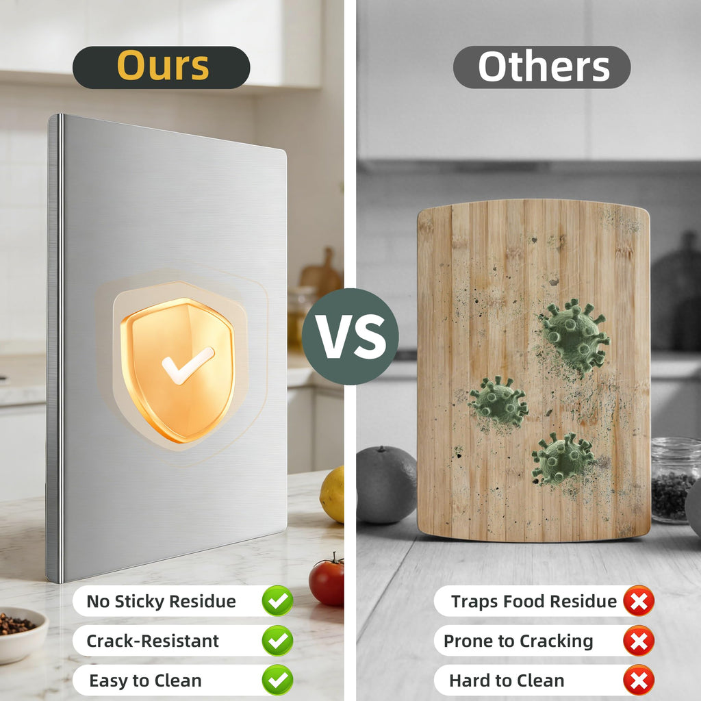Stainless Steel Cutting Board for Kitchen, Metal Cutting Board with Counter Lip Dishwasher Safe Chopping Board for Meat, Fish, Vegetables, Fruits, Bread, Pastry (40 x 30cm/ 16 x 12 in)