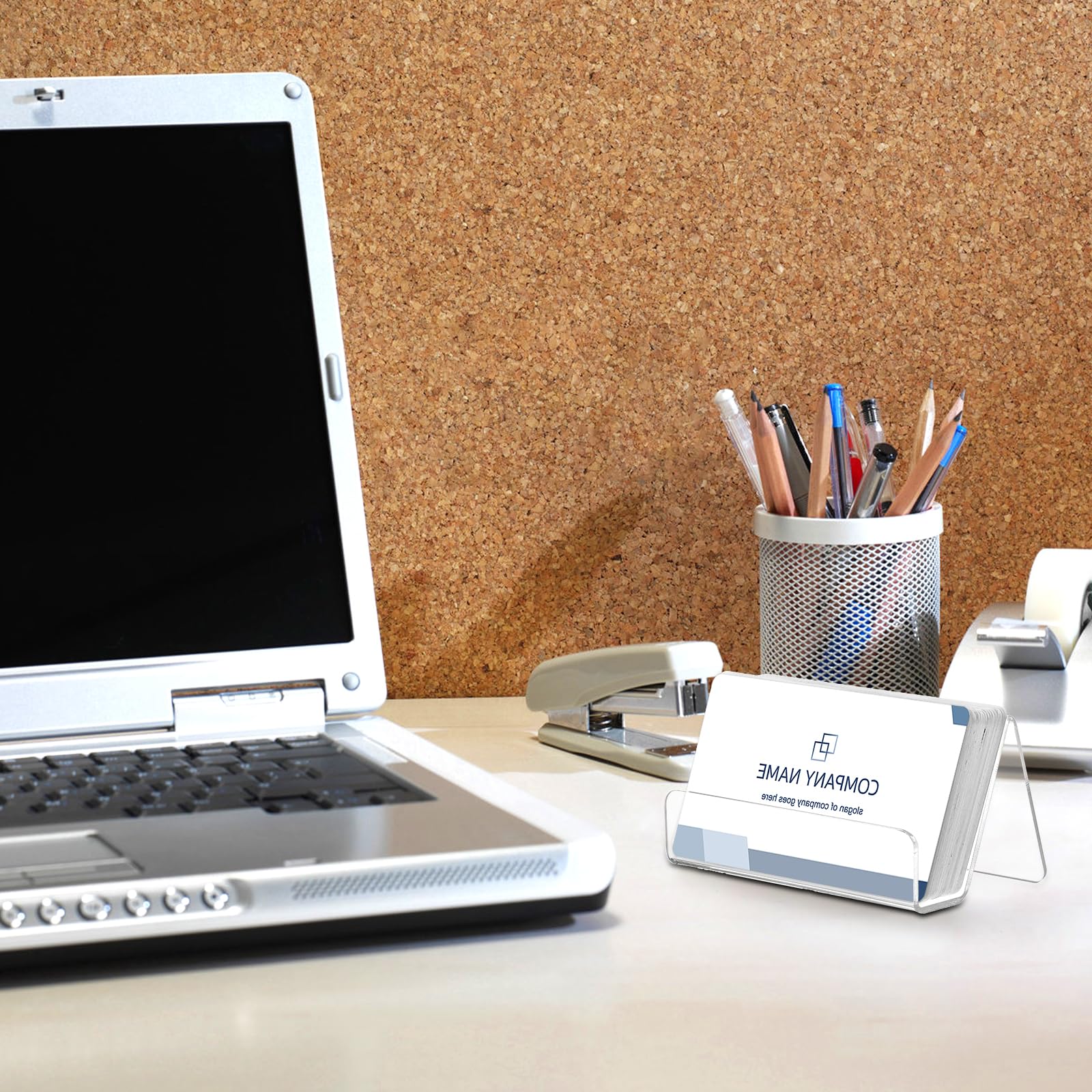 Hedume 12 Pack Clear Acrylic Business Card Holder for Desk, Office & Home, Holds 30-50 Cards