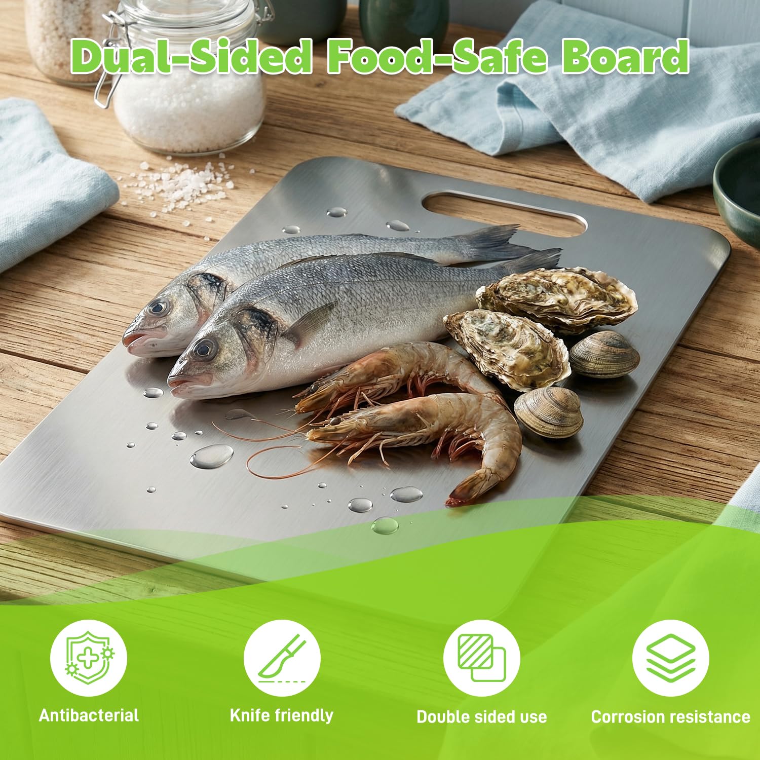 Titanium Cutting Board New Upgrade 100% Pure Titanium Cutting Boards for Kitchen - Double-Sided Food-Grade Chopping Board Non-Stick Durable and Easy to Clean (17.3 x 12 in)