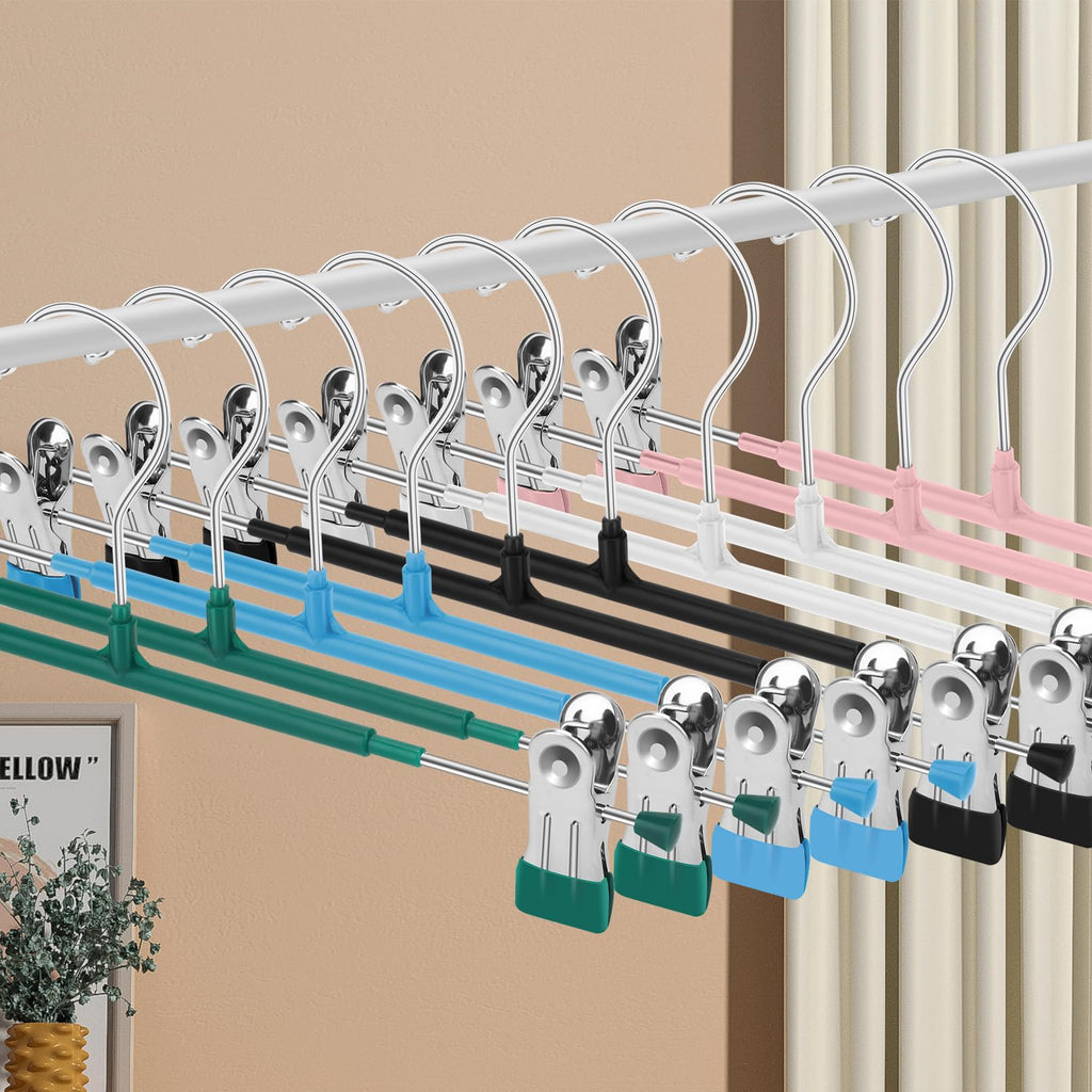 Lamitocs 20 Pack Heavy-Duty Pant Hangers with Clips, Space Saving, Anti-Slip, Black