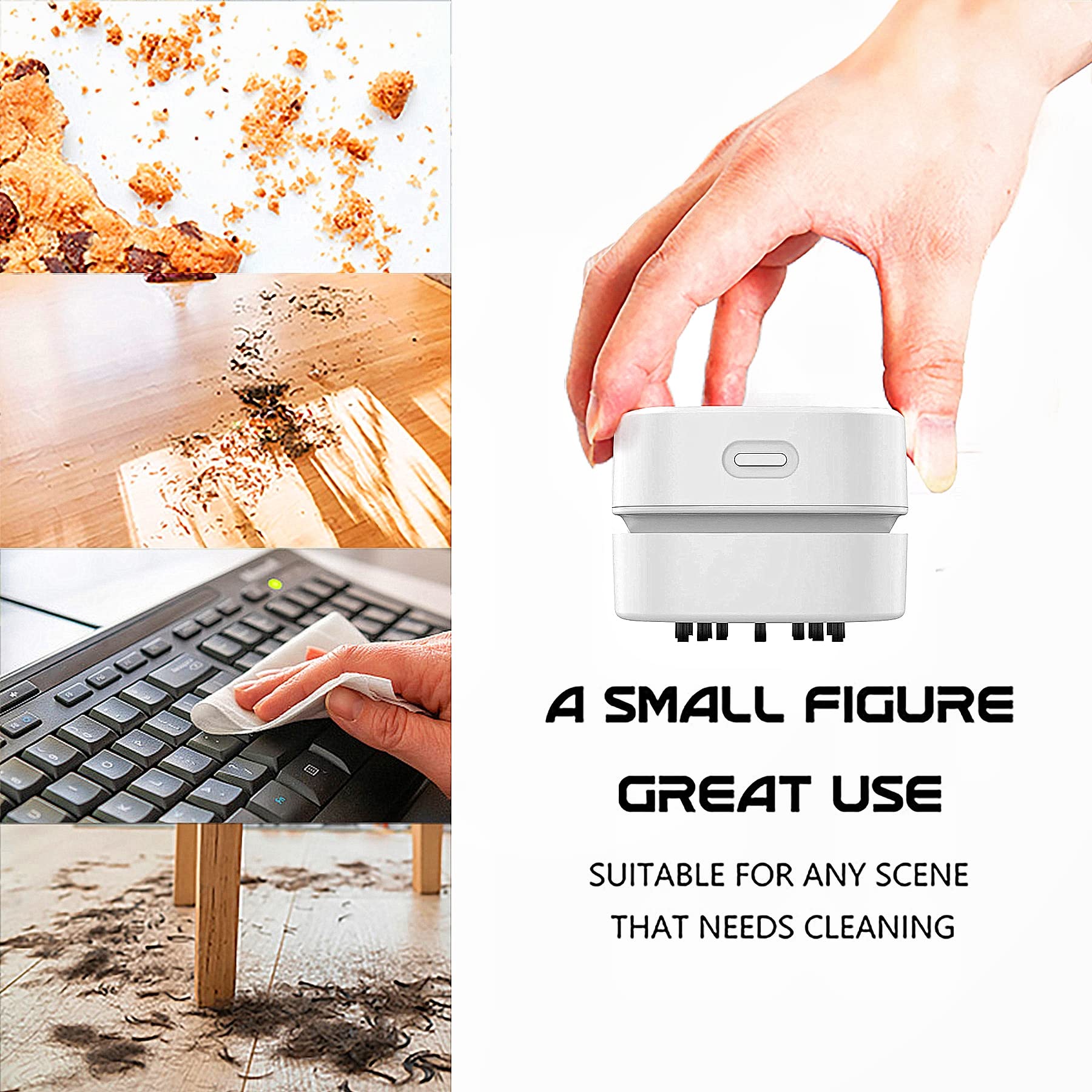 TRZLIFE Desk Vacuum Cleaner, Cordless Mini Table Vacuum Powered by Two AA Batteries Must-Have Office Desk Accessory Sucks up Tiny Items Crumbs from Desktop Drawer Countertop Ideal Gift
