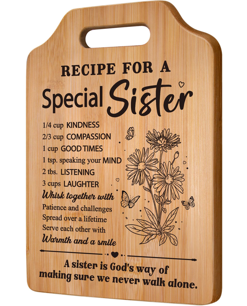 Milcier Sister Gifts, Birthday Gifts for Sister from Sisters, Unique Sister Recipe Cutting Board, Mothers Day Christmas Wedding Gifts for Sister Adult, Sister in Law