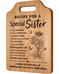 Milcier Sister Gifts, Birthday Gifts for Sister from Sisters, Unique Sister Recipe Cutting Board, Mothers Day Christmas Wedding Gifts for Sister Adult, Sister in Law
