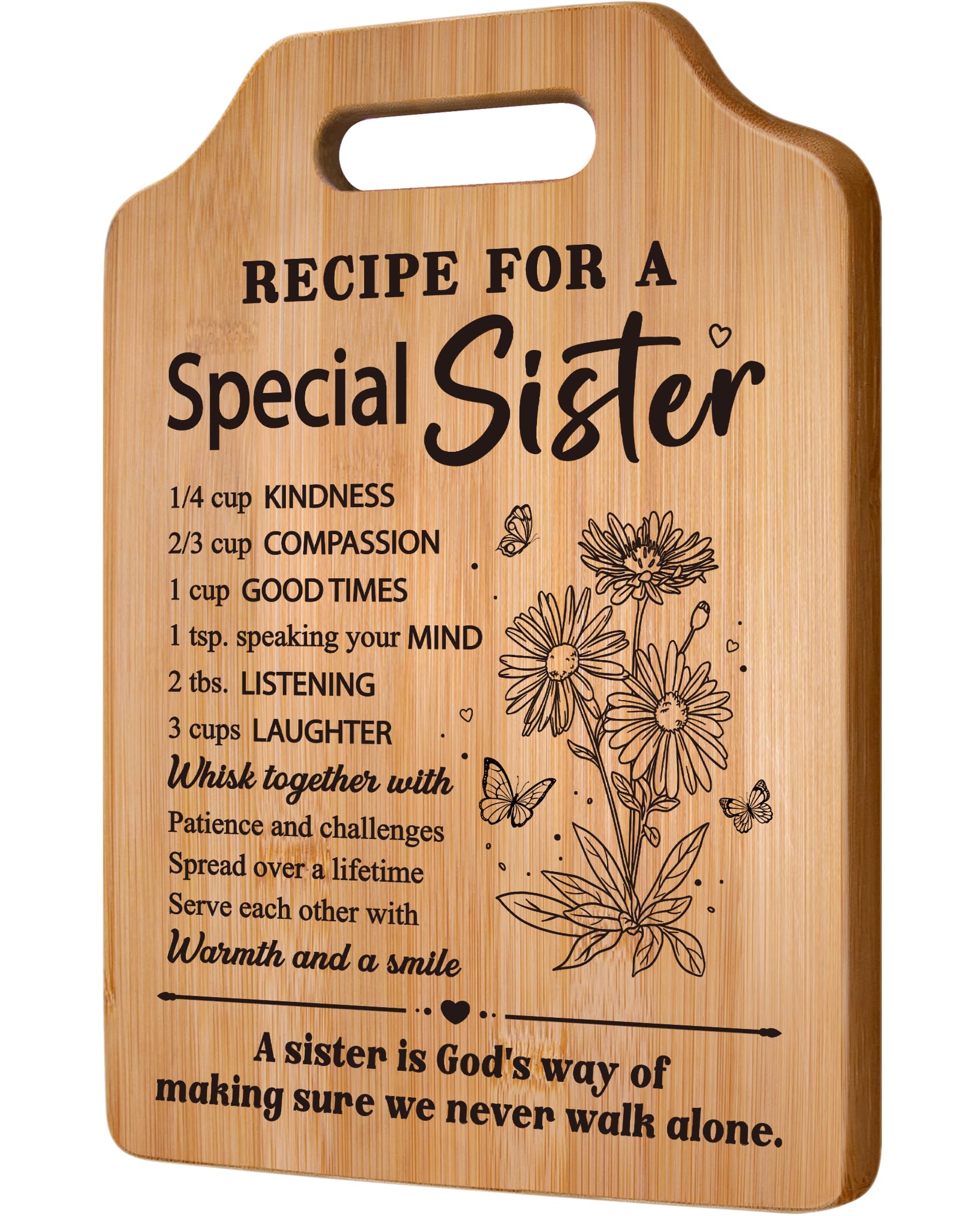 Milcier Sister Gifts, Birthday Gifts for Sister from Sisters, Unique Sister Recipe Cutting Board, Mothers Day Christmas Wedding Gifts for Sister Adult, Sister in Law