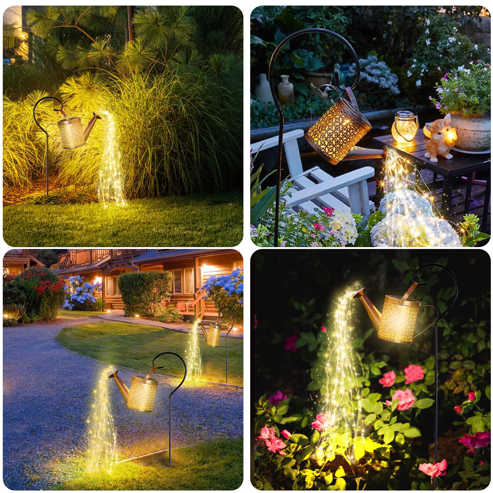 SRNPMIU Solar Watering Can Light - Solar Lights Yard Decorations Outdoor,Garden Decor Lights for Yard,IP65 Waterproof Hanging Lantern Lights,Outside Garden Flower Bed Decor Light for Moms Birthday