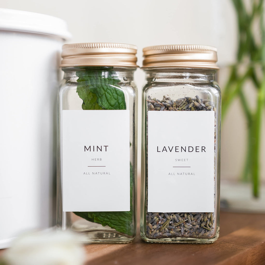 Minimalist Spice Jar Labels – 146 Preprinted Stickers for Spice, Herb & Seasoning Containers – Kitchen Pantry Organization