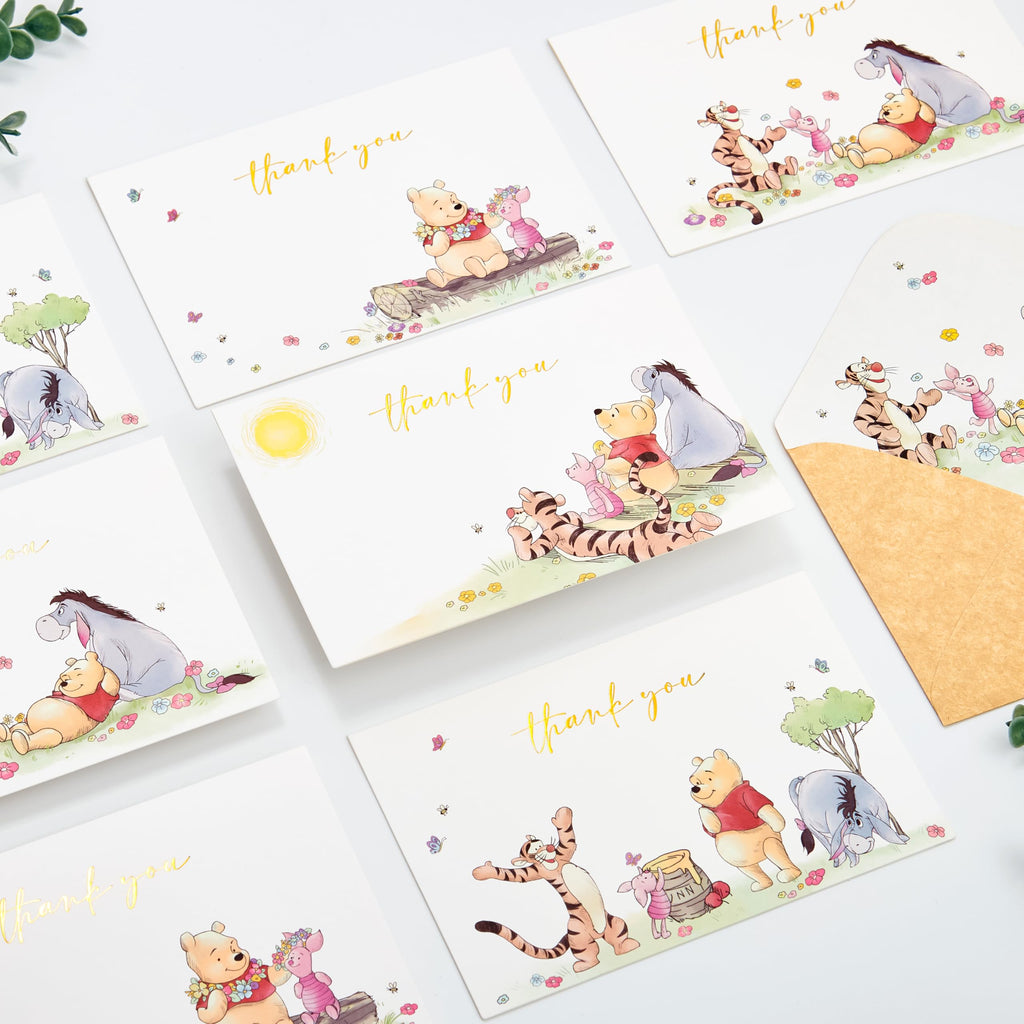 Crisky Gold Foil Cute Bear Thank You Cards Blank Inside with Envelopes and Stickers, 50 Pack Animal Thank You Cards for Baby Showers, Birthdays, Friendsgiving