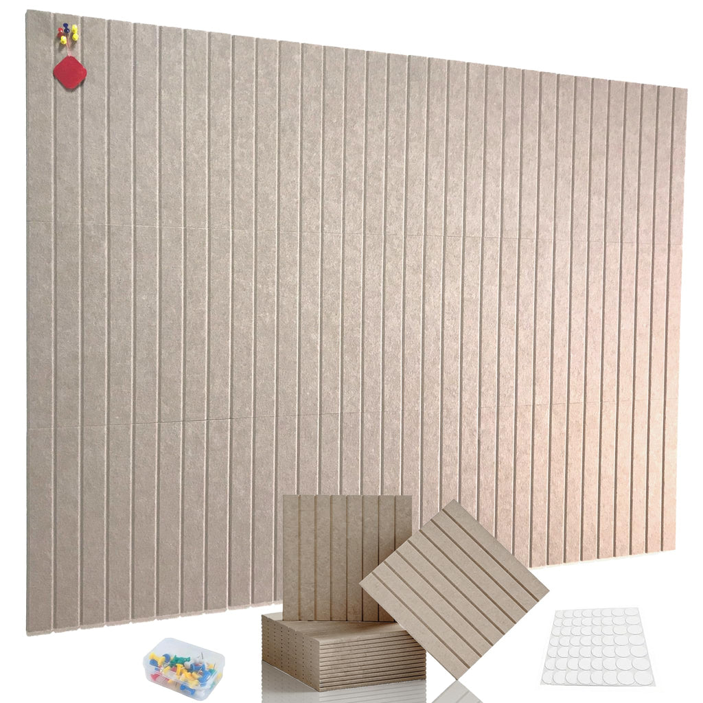 MegaBlues Large Felt Bulletin Board 48" x 36" Cork Board Alternative-12 Pack with 72 Safe Removable Adhesive Tabs, Cork Boards for Walls Cork Board for Home Office Classroom Pin Board (Taupe)