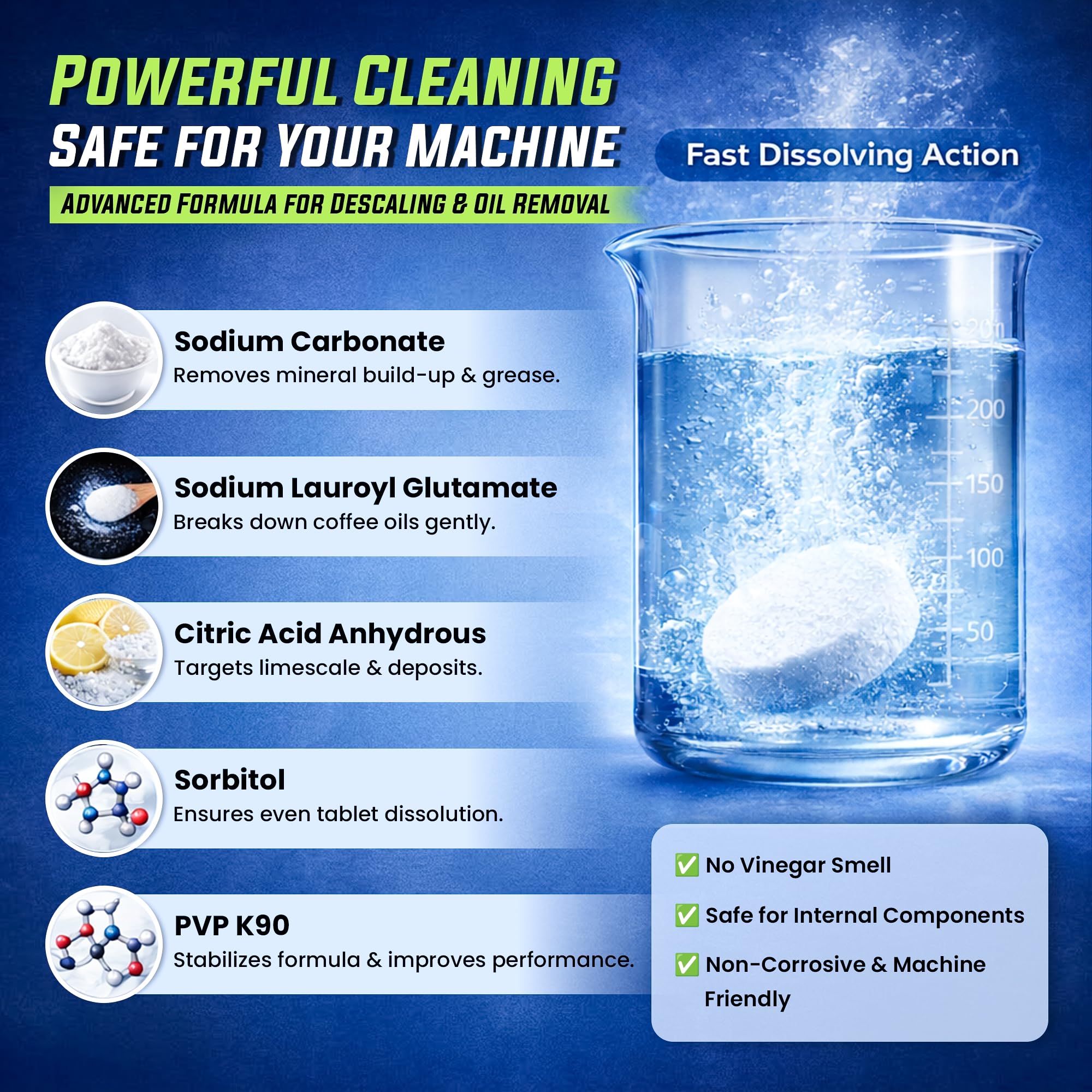 True Fresh coffee maker cleaner descaler tablets pack of 25 Removes limesclae and mineral build ups compatible with espresso keurig and all major brands (25, Pack of 25)