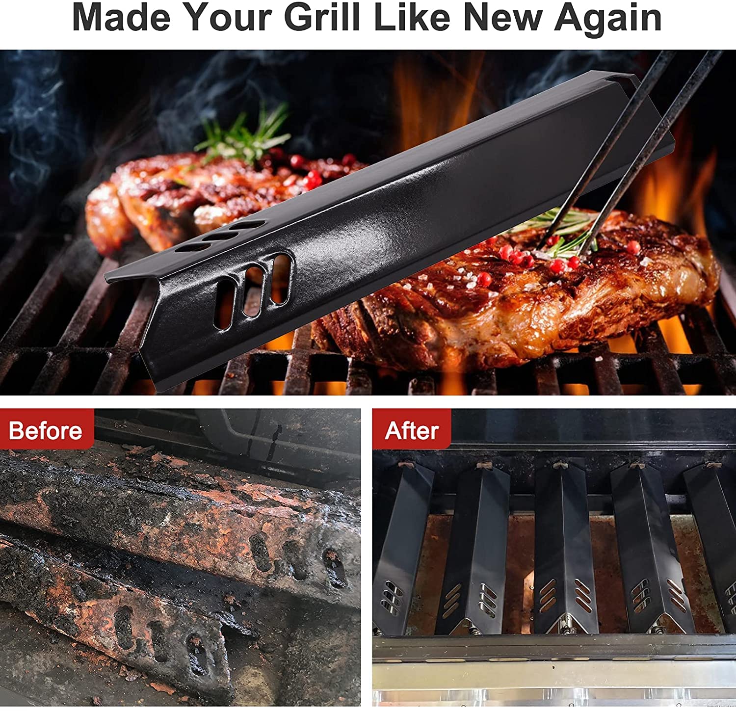 15" BBQ Heat Plate Shield for Backyard Grill GBC1462W-C GBC1349W GBC1449W-C, Grill Heat Tent for Barbecue Backyard Grill GBC1355W-C GBC1555W-C, Dynaglo DGF510SBP DGF510SSP, Porcelain Steel 4-Pack