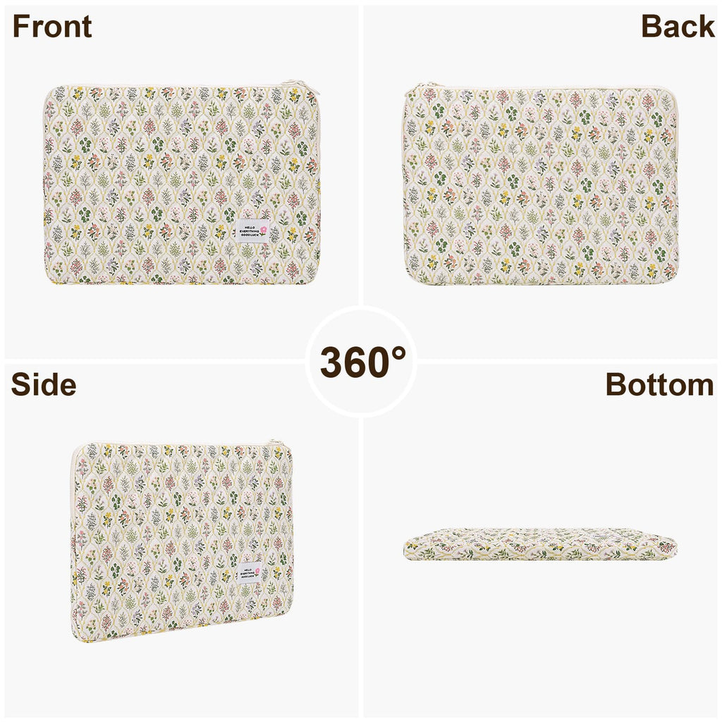 HICARRY Cute Puffy Laptop Sleeve Aesthetic Flower Print Quilted Laptop Case Puffer Cute Laptop Protective Case