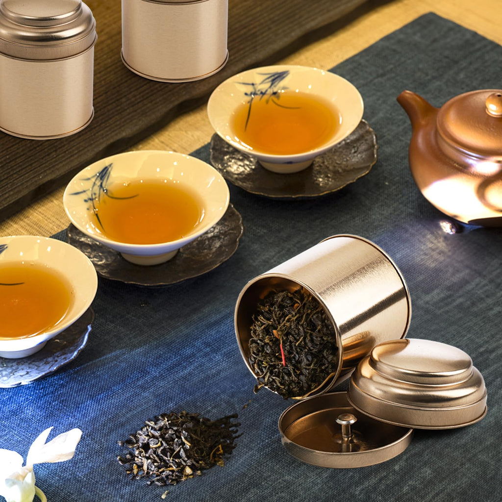 Lawei 9 Pack Tea Tins Canister with Airtight Double Lids, Mini Tea Storage Containers Round Tin Can Box for Storage Tea Coffee Sugar Loose Leaf