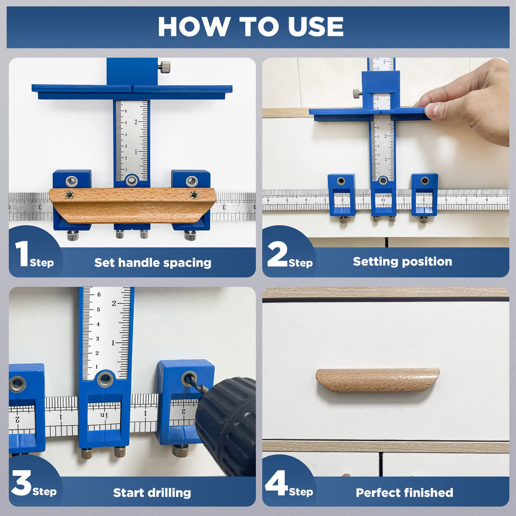 Holimax Punch Locator,Cabinet Hardware Jig, Drill Guide Jig Adjustable Cabinet Handle Template Tool,Guide Sleeve Power Tools,Cabinet and Woodworking Drilling for Knobs and Pulls