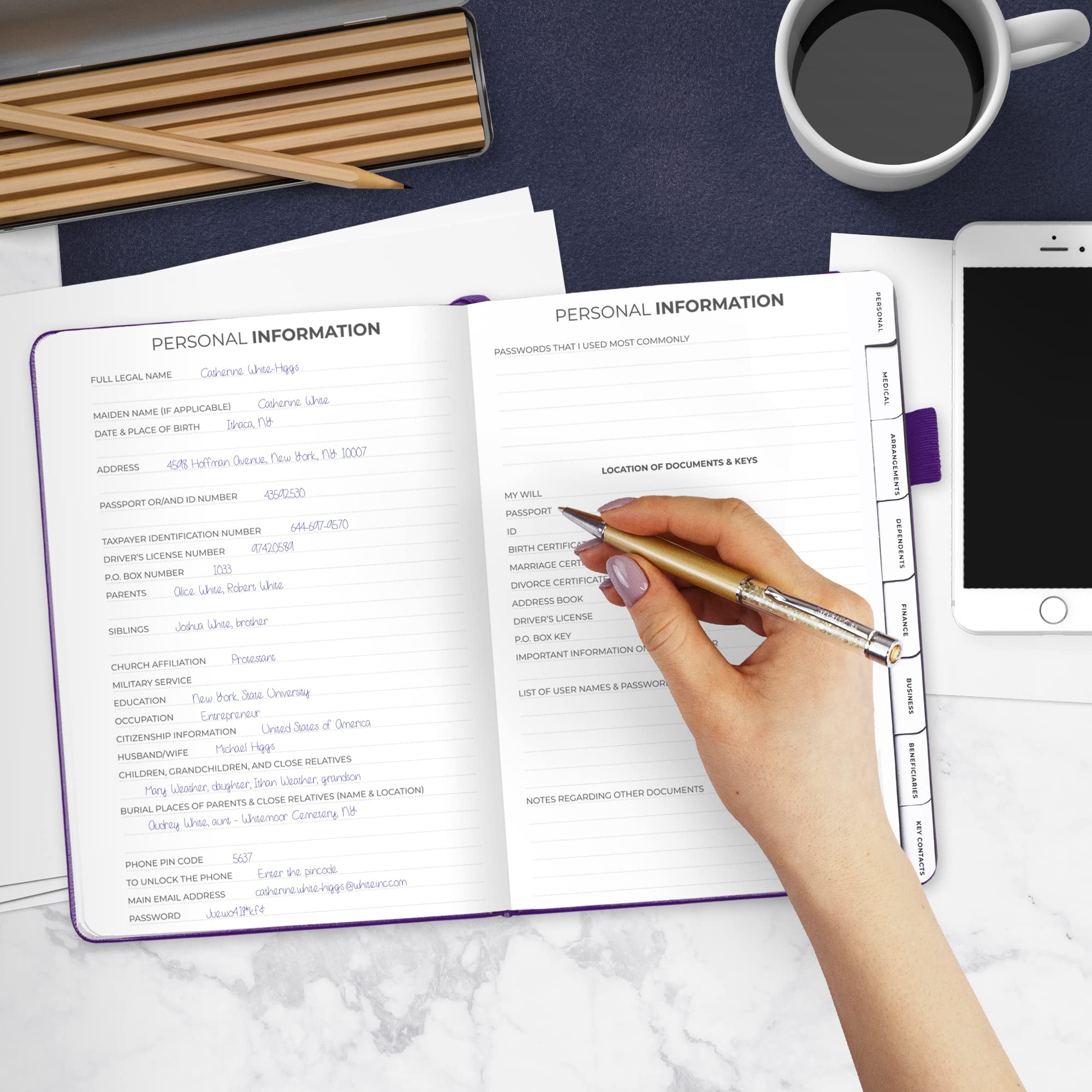 Clever Fox End of Life Planner – Guided Final Arrangements Organizer Notebook for Instructions, Beneficiary Info, Will Preparation, Last Wishes & Funeral Planning – Hardcover, A5 Size (Purple)