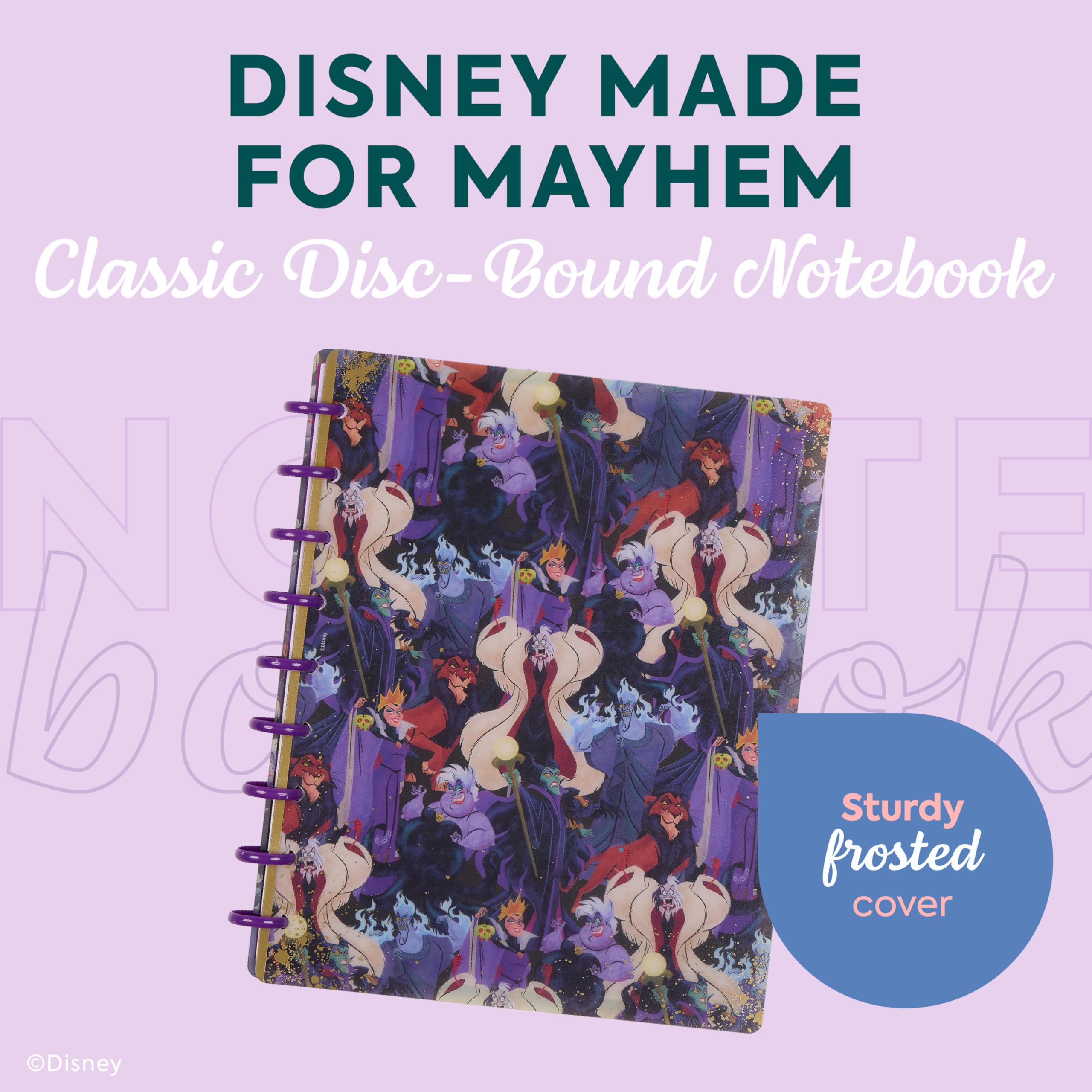 Happy Planner Disney’s Villains Notebook for Office, School or Journaling, Disc-Bound Notebook, Classic Sized, 60 Dot-Lined Pages, Made for Mayhem