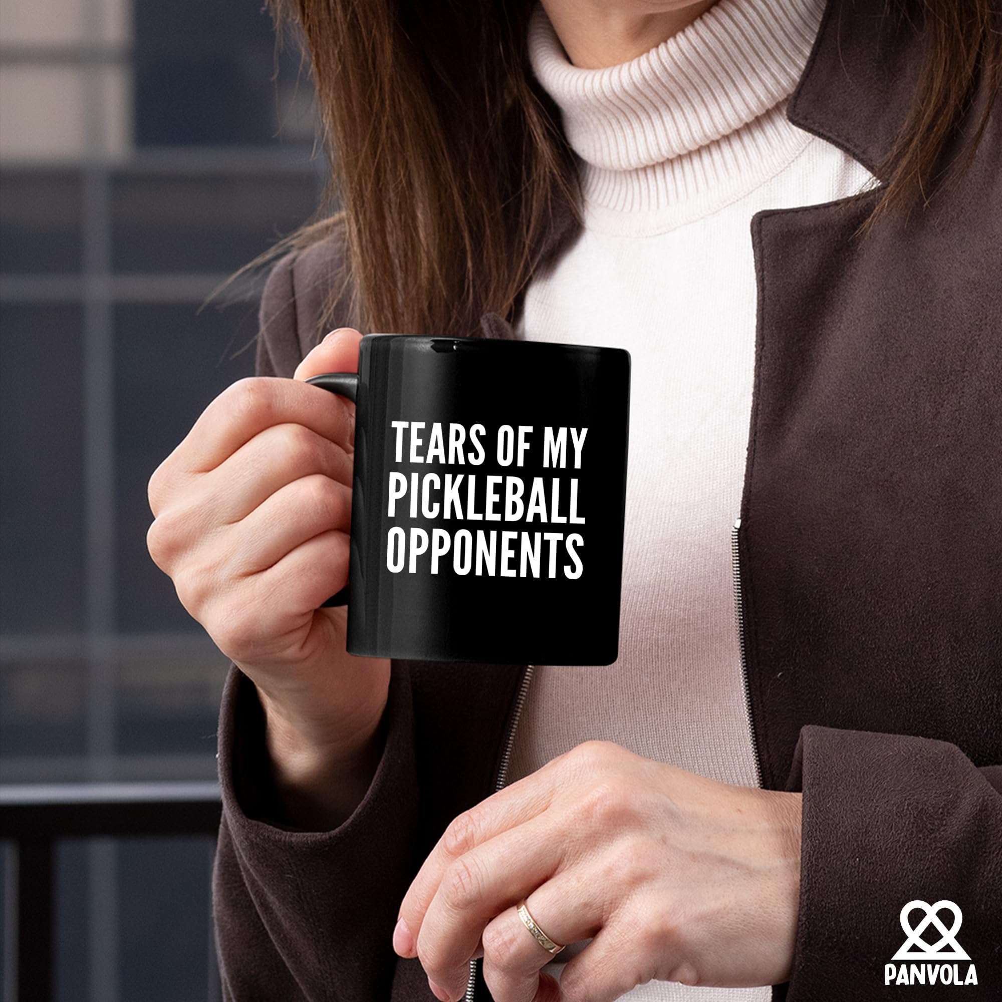Tears of My Pickleball Opponents Sports Player Pickleball Gifts for Grandpa Grandma Wife Husband Paddle Tennis Funny Coffee Mug Ceramic Cup Novelty Drinkware (Black, 11 oz)