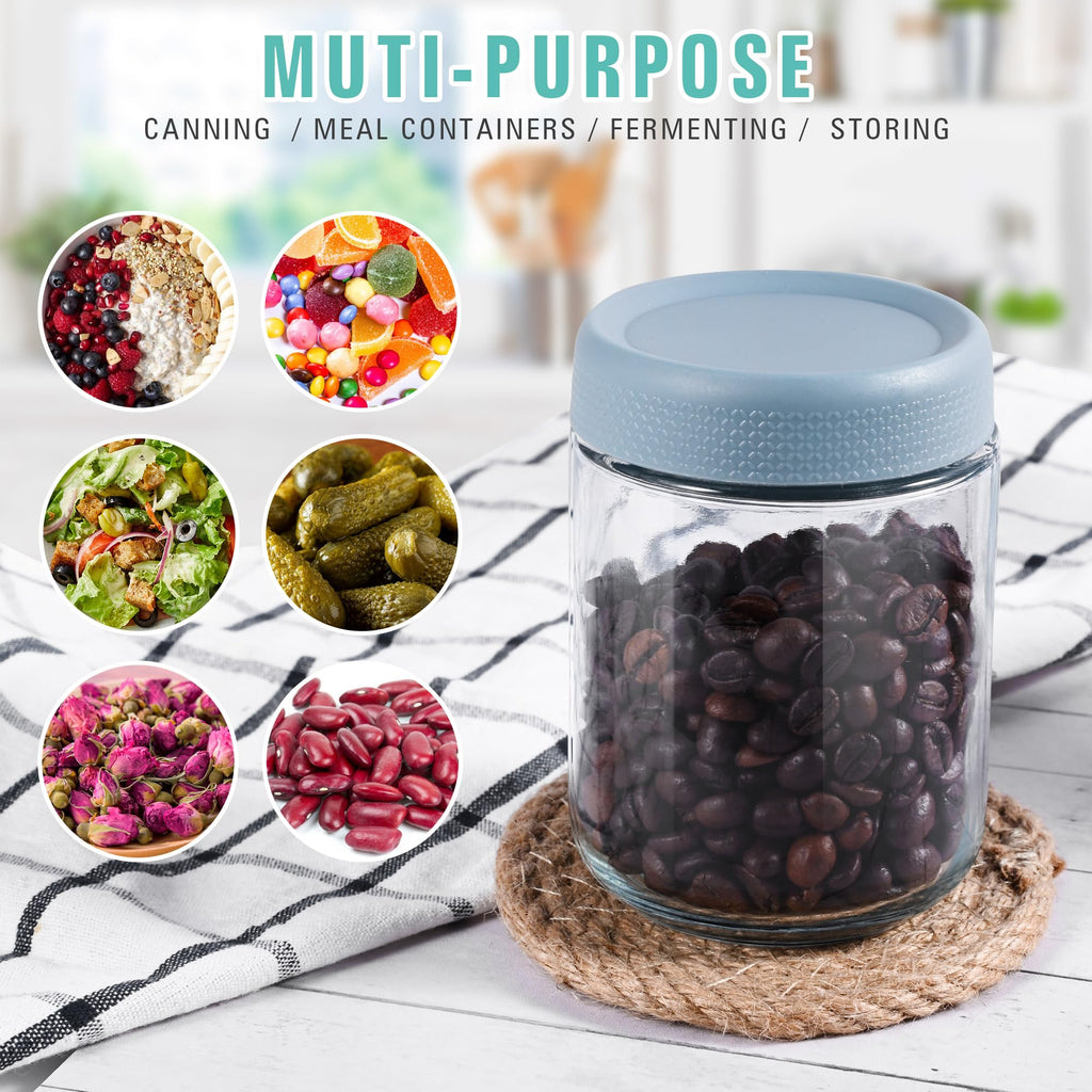 Wide Mouth Mason Jars, 16oz Round Glass Container With Airtight Lids for Overnight Oats, Fruit Salad, Cereal, Snacks, Spice Storage - Leak Proof Clear Food Jars (6pcs)