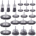 AOKLIT 21 Pack Carbon Steel Wire Brush,With1/4 Inch Round Shank,for Cleaning Rust, Stripping and Abrasive