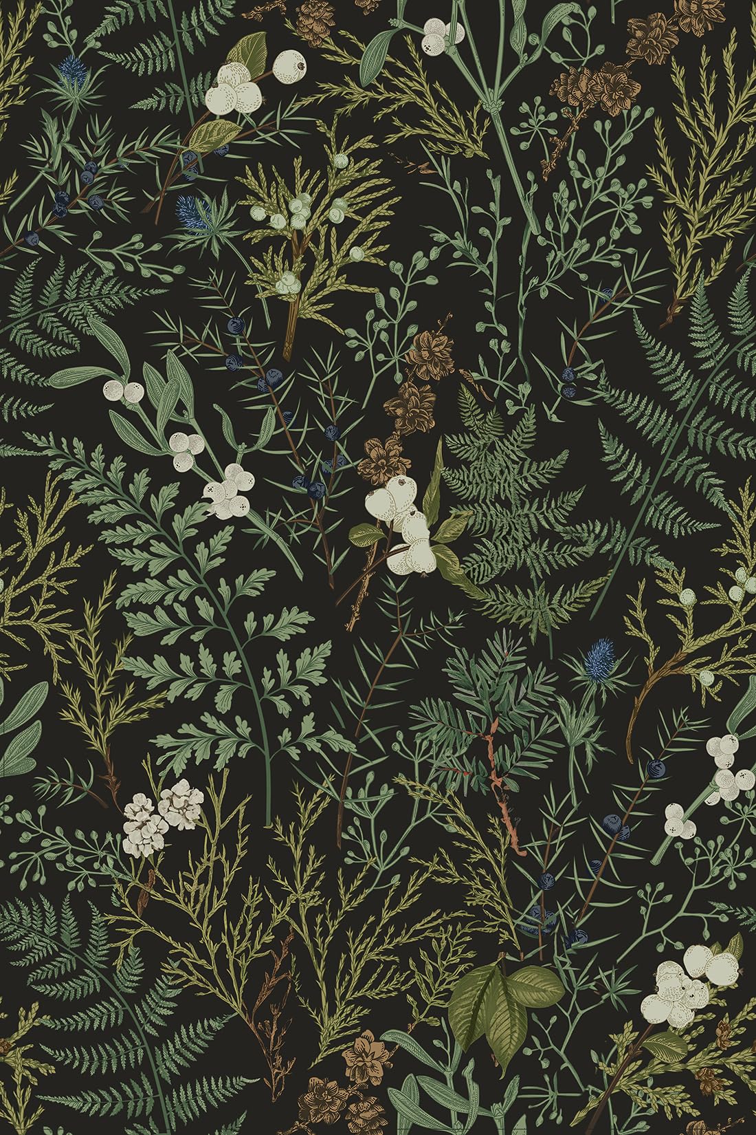 Dark Green Fern Botanical Shelf Liner Contact Paper Self Adhesive Vinyl Botanical Drawer Liner Wall Paper for Kitchen Cabinets Dresser Dollhouse Walls Arts Crafts Decal 17.5X117 Inches