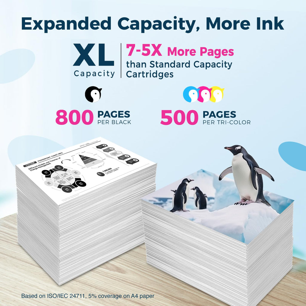 Penguin 67XL Ink Cartridge Replacement for HP 67 XL Deskjet 4200e 4258e 4220e 4255 4255e 4227e 2800e 2827e 2842e 2852e 2855 2855e Envy 6000 6052e Printers 67 Black & Color