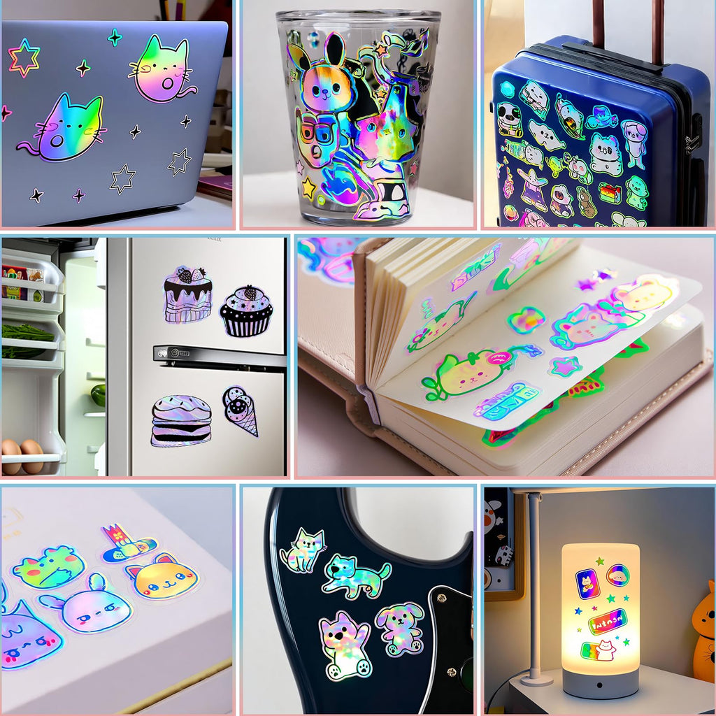 Holographic Printable Vinyl Sticker Paper for Inkjet Printer - 30 Sheets - 8.5" x 11" - Waterproof Labels Paper, Dries Quickly,Vivid Colors,Tear Resistant,DIY Sticker Paper for Drawing