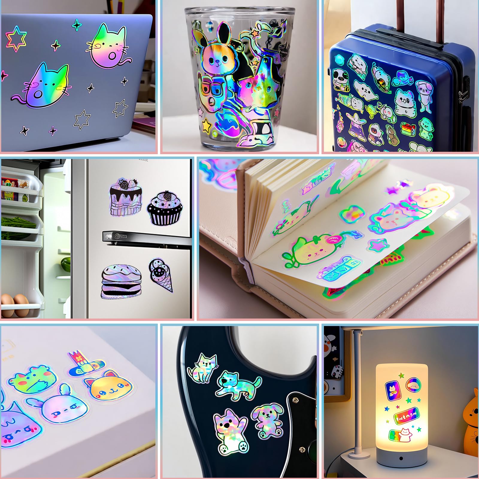 Holographic Printable Vinyl Sticker Paper for Inkjet Printer - 30 Sheets - 8.5" x 11" - Waterproof Labels Paper, Dries Quickly,Vivid Colors,Tear Resistant,DIY Sticker Paper for Drawing