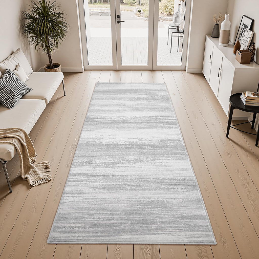 tchdio Abstract Runners for Hallways - 2x6 Runner Rug Washable Non Slip, Modern Abstract Carpet Ultra Soft Kitchen Runner, Low Pile Rugs for Entryway Bedside Laundry Room Grey