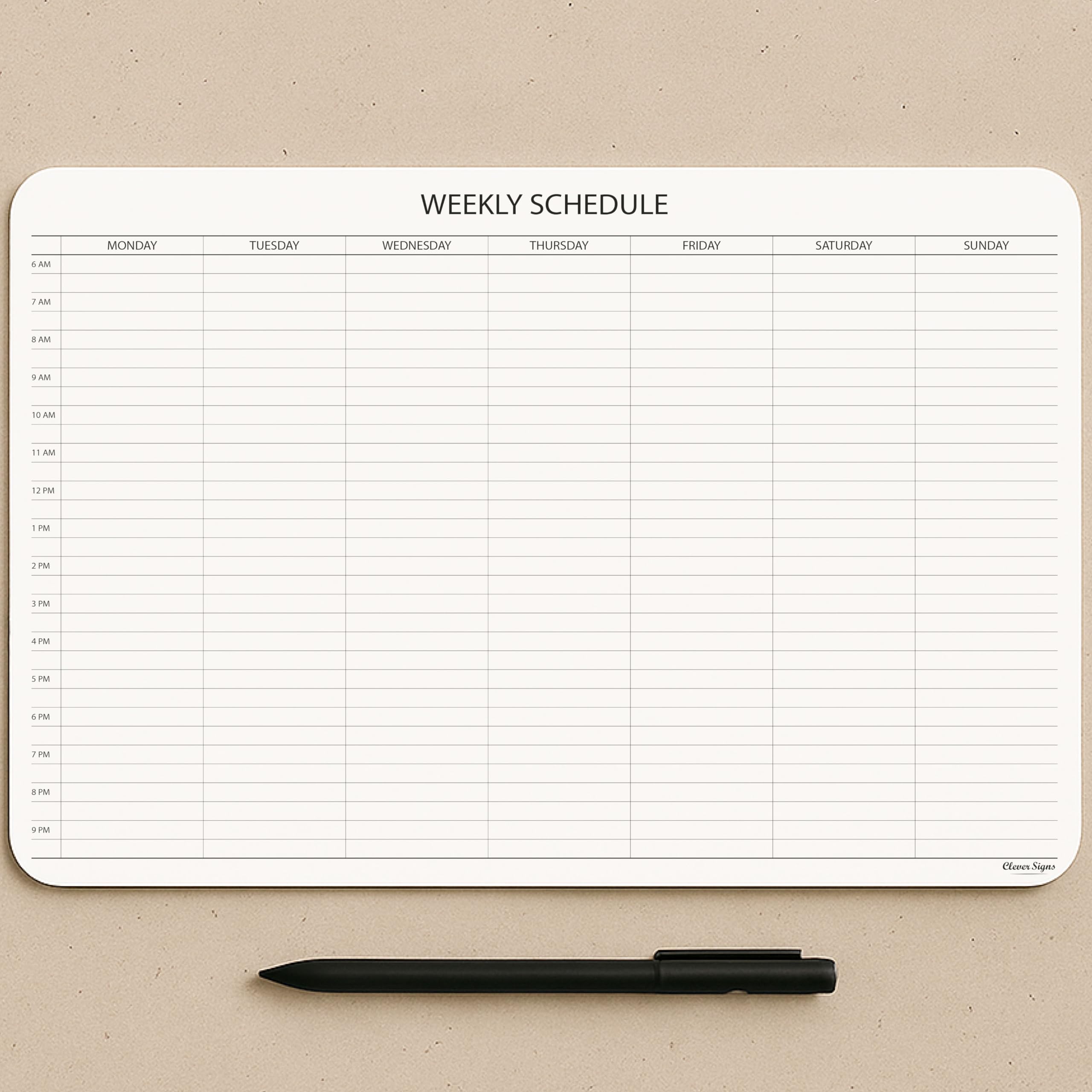 Schedule Pad, Tear Off Undated Weekly Planner Notepad, A4 Size (8,3" X 11,7"), Premium Thick Paper with Cardboard Back Support, Weekly Desk Planner by CLEVER SIGNS