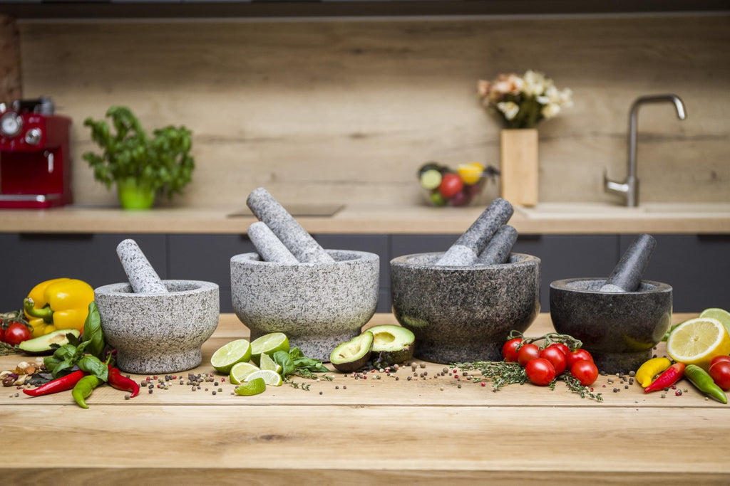 ChefSofi 1.5 Cup-Capacity Mortar and Pestle Set - Unpolished Heavy Granite for Enhanced Performance and Organic Appearance Gray 1.5-Cups